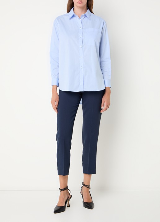 Max & Co Bari blouse met borstzak - voorkant 3 lichtblauw