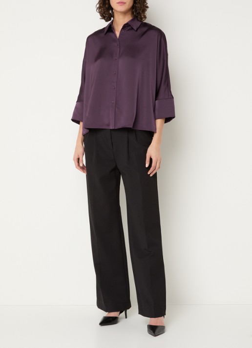 Max & Co Blouse van satijn - voorkant 2 paars