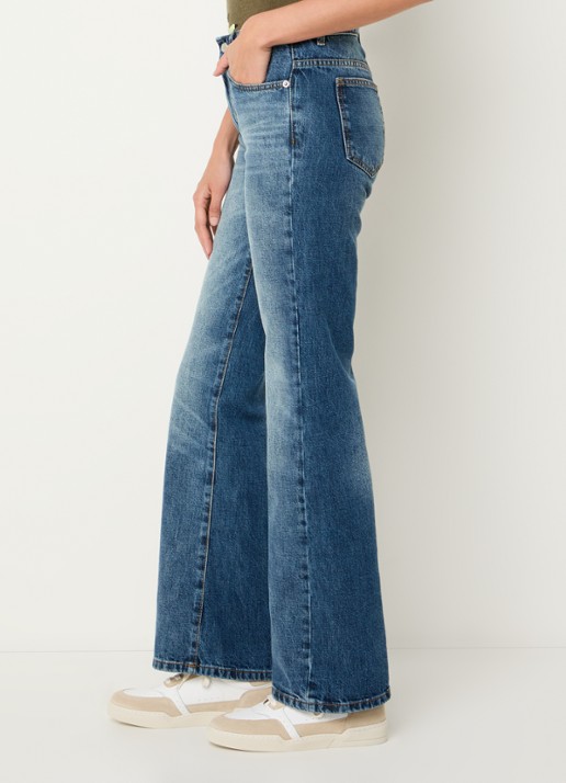 Max & Co Cablo high waist wide leg jeans met medium wassing - detail 3 donkerblauw