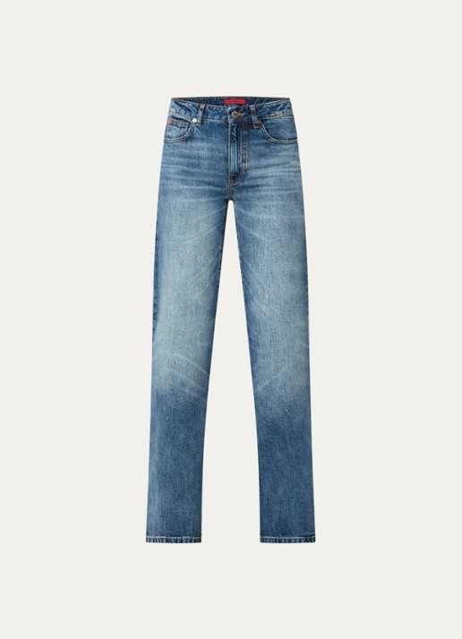 Max & Co Cablo high waist wide leg jeans met medium wassing - voorkant 4 donkerblauw