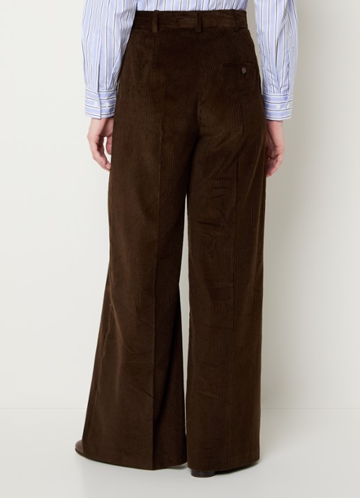 Max & Co Cane high waist flared fit pantalon van corduroy - achterkant 4 donkerbruin