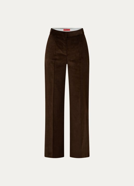 Max & Co Cane high waist flared fit pantalon van corduroy - voorkant donkerbruin
