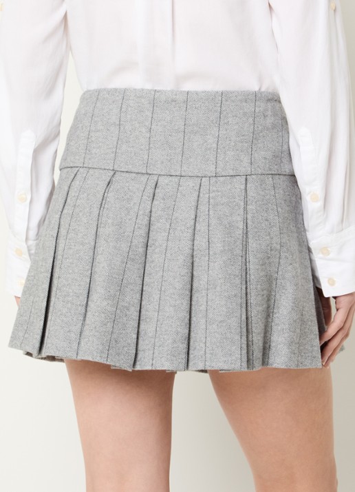 Max & Co Canto mini rok in wolblend met streepprint - achterkant grijs