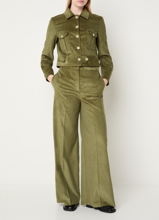 Max & Co Cicala jack van corduroy - voorkant 2 groen