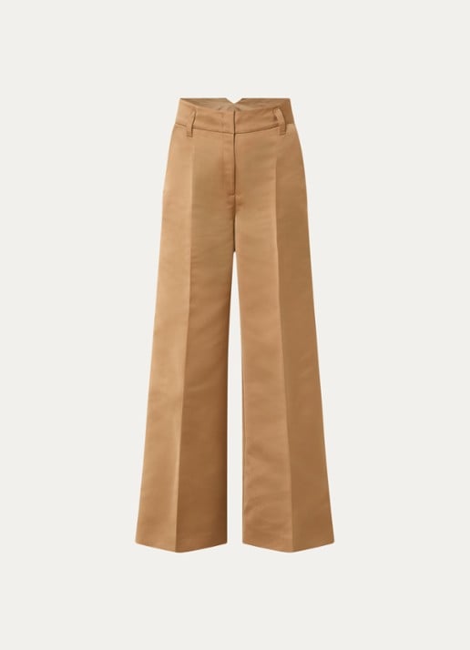 Max & Co Circolo high waist wide fit pantalon met steekzakken - voorkant 3 lichtbruin