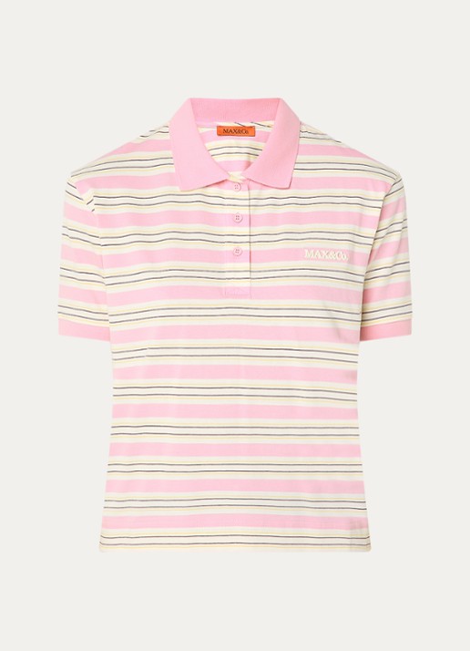 Max & Co Comandare polo met streepprint - voorkant 3 roze