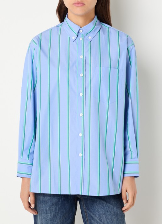 Max & Co Dama blouse met streepprint - achterkant 3 blauw