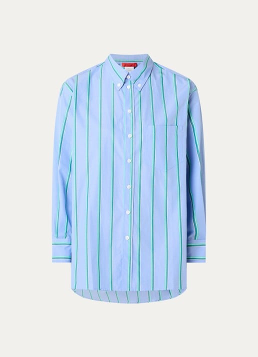Max & Co Dama blouse met streepprint - voorkant blauw