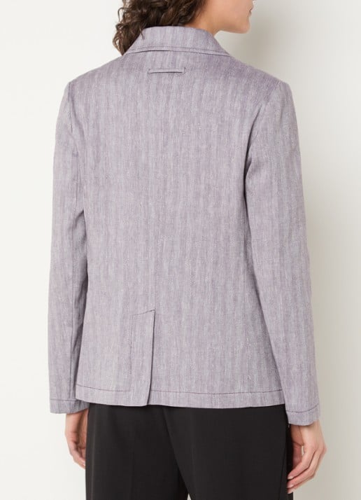 Max & Co Double-breasted blazer in linnenblend met visgraatdessin - achterkant 3 lavendel