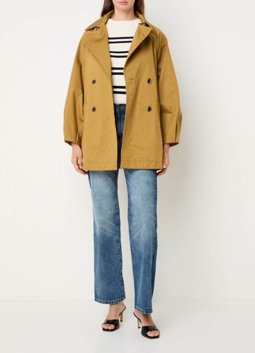 Max & Co Elis double-breasted trenchcoat met steekzakken - voorkant 4 mosterd