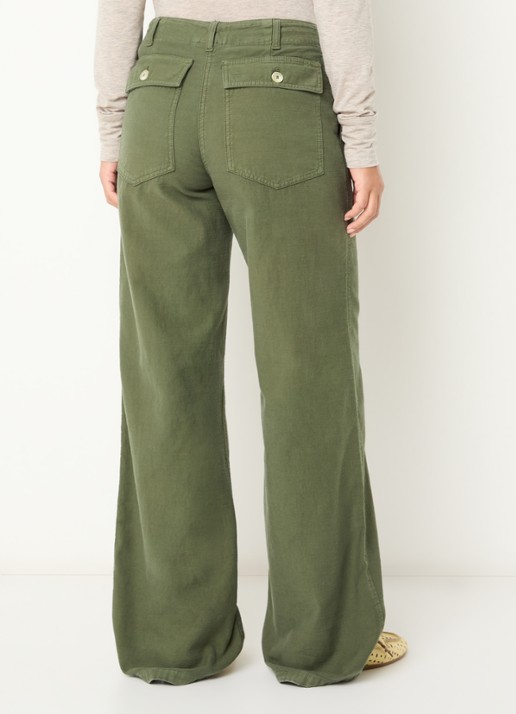 Max & Co Emiro high waist loose fit broek met steekzakken - achterkant 2 groen