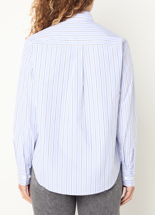Max & Co Febe blouse met streepprint - achterkant 4 blauw