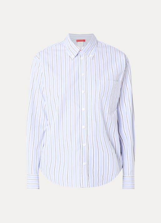 Max & Co Febe blouse met streepprint - voorkant blauw