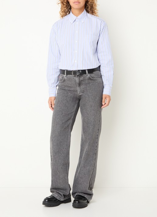 Max & Co Febe blouse met streepprint - voorkant 2 blauw