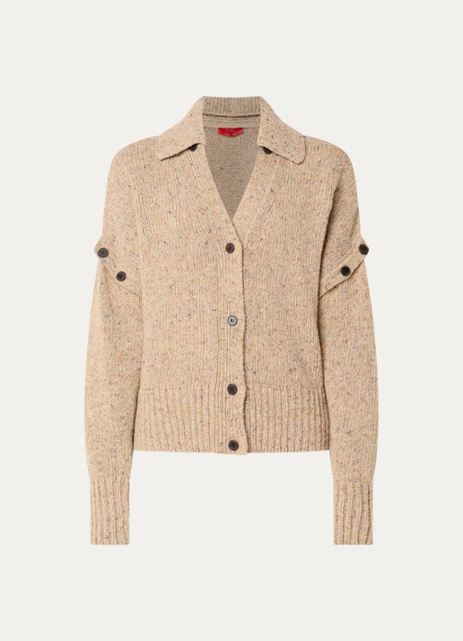 Max & Co Fiabe grofgebreide vest van wol - voorkant beige