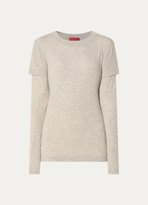 Max & Co Gala longsleeve met gemêleerd dessin - voorkant grijsmele