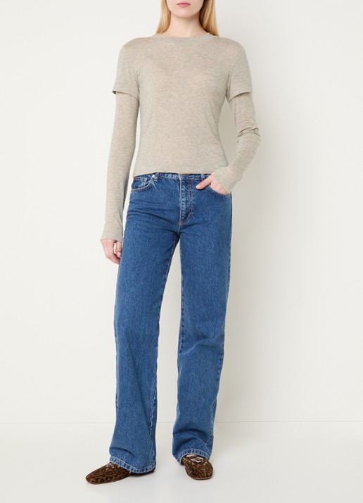 Max & Co Gala longsleeve met gemêleerd dessin - voorkant 2 grijsmele