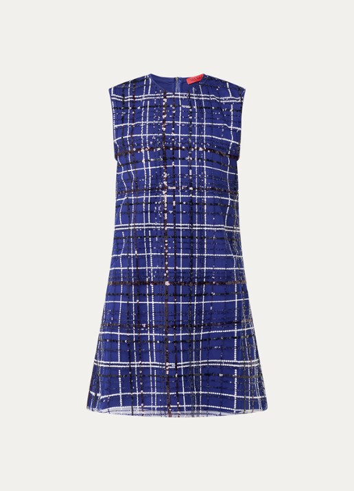 Max & Co Gondola mini jurk met pailletten - voorkant 3 royalblauw