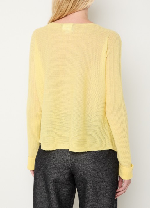 Max & Co Grofgebreide semi-transparante pullover in alpaca wolblend - achterkant 3 geel