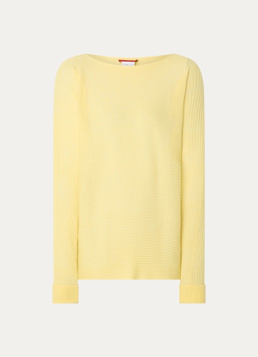 Max & Co Grofgebreide semi-transparante pullover in alpaca wolblend - voorkant geel