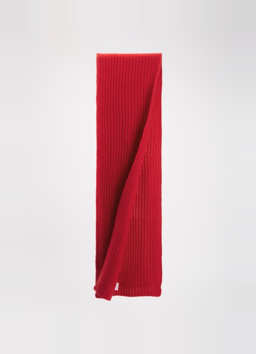 Max & Co Grofgebreide sjaal van wol  - detail rood