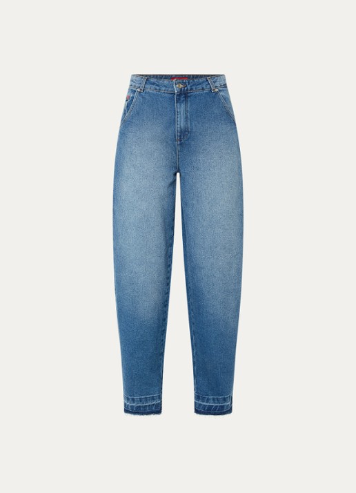 Max & Co High waist loose fit jeans met medium wassing - voorkant indigo
