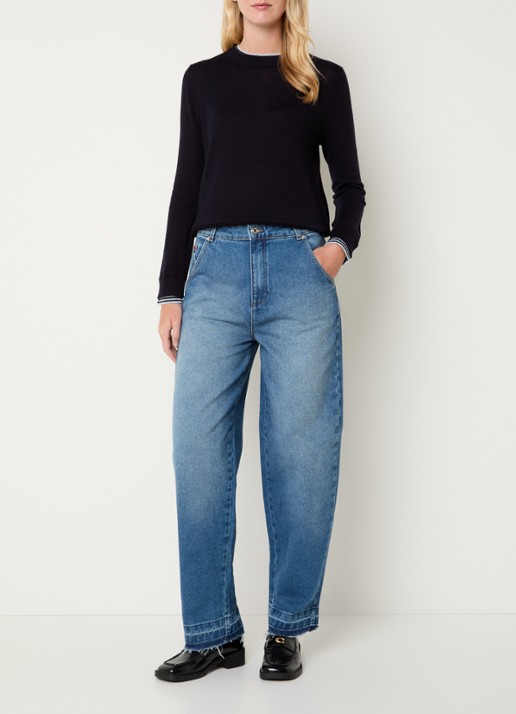 Max & Co High waist loose fit jeans met medium wassing - voorkant 2 indigo