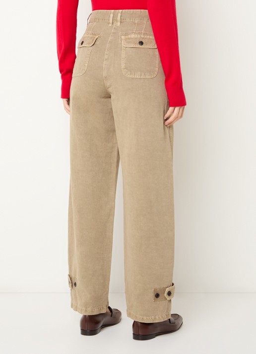 Max & Co High waist wide fit broek met steekzakken - achterkant 3 zand