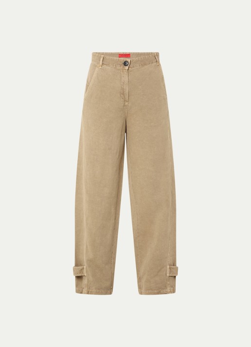 Max & Co High waist wide fit broek met steekzakken - voorkant zand