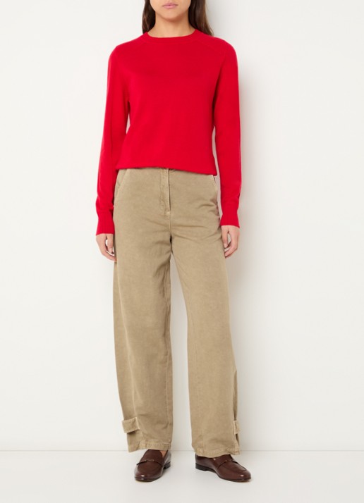 Max & Co High waist wide fit broek met steekzakken - voorkant 2 zand