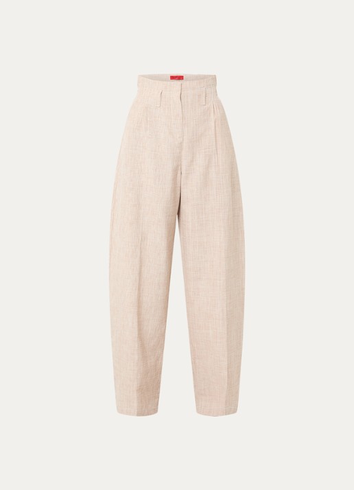 Max & Co High waist wide fit broek met steekzakken - voorkant beige