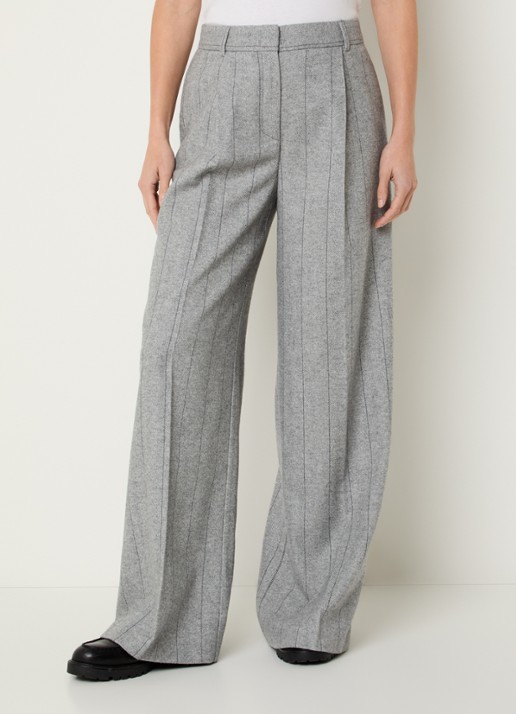 Max & Co High waist wide fit pantalon in wolblend met visgraatdessin
