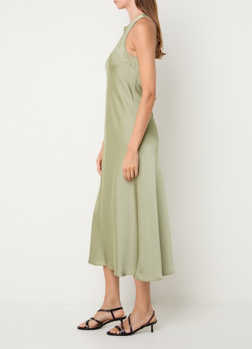 Max & Co Kaiser midi jurk van satijn - voorkant 2 beige