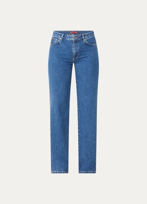 Max & Co Legume mid waist loose fit jeans met medium wassing - voorkant 4 indigo