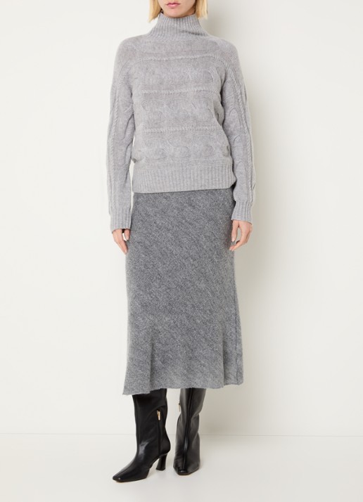 Max & Co Mago grofgebreide midi rok - voorkant 2 grijs
