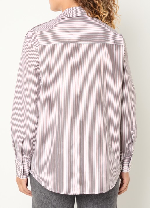 Max & Co Mcodonata blouse met streepprint - achterkant 4 lichtbruin
