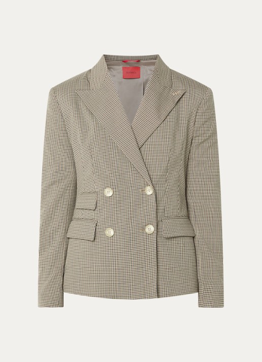 Max & Co Mcofenice double-breasted blazer met ruitdessin - voorkant 2 beige