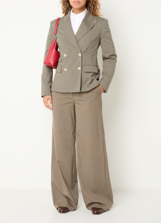 Max & Co Mcofenice double-breasted blazer met ruitdessin - voorkant 3 beige