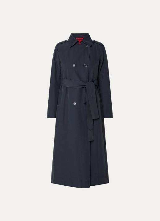 Max & Co Milong double-breasted trenchcoat met strikceintuur  - voorkant donkerblauw