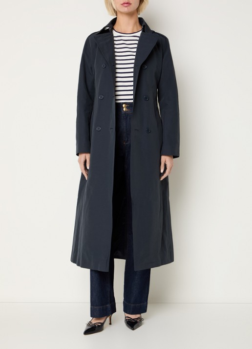 Max & Co Milong double-breasted trenchcoat met strikceintuur  - voorkant 2 donkerblauw