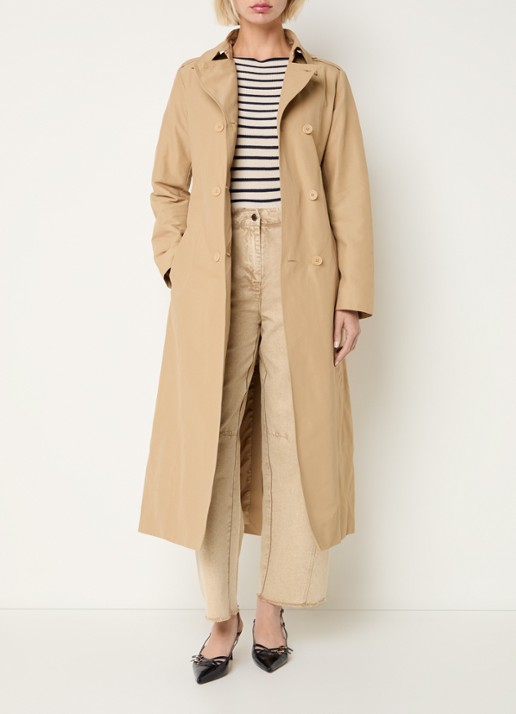 Max & Co Milong double-breasted trenchcoat met strikceintuur  - voorkant 2 beige