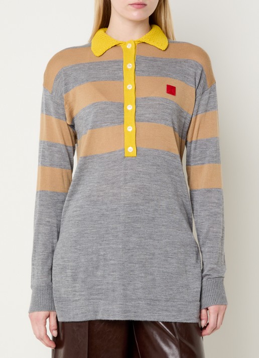 Max & Co Pantera polo van scheerwol met streepprint