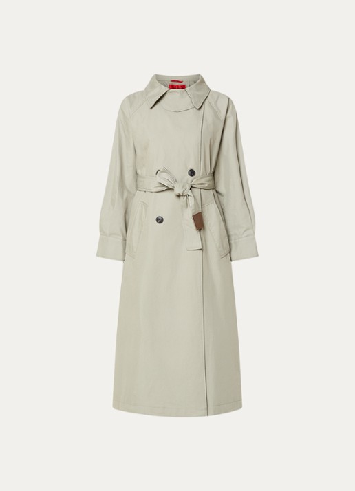 Max & Co Saio double-breasted trenchcoat met strikceintuur en steekzakken - voorkant lichtgroen