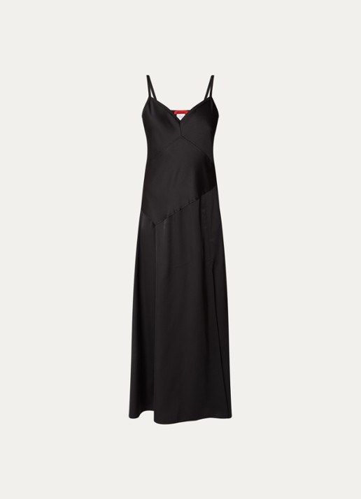 Max & Co Sasia maxi jurk van satijn met split - voorkant zwart