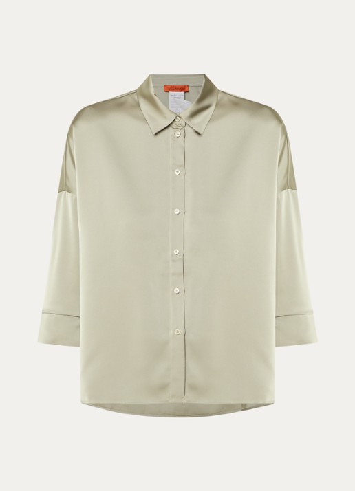 Max & Co Sbembo blouse van satijn - voorkant 2 khaki