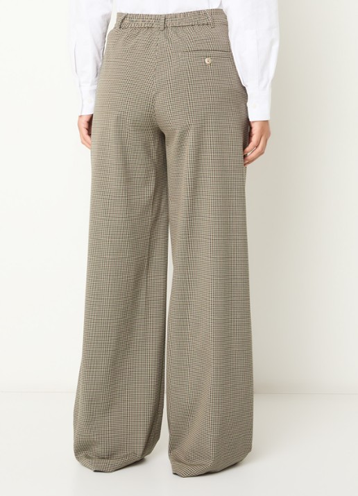 Max & Co Sospiro high waist loose fit pantalon met ruitdessin - achterkant 4 beige
