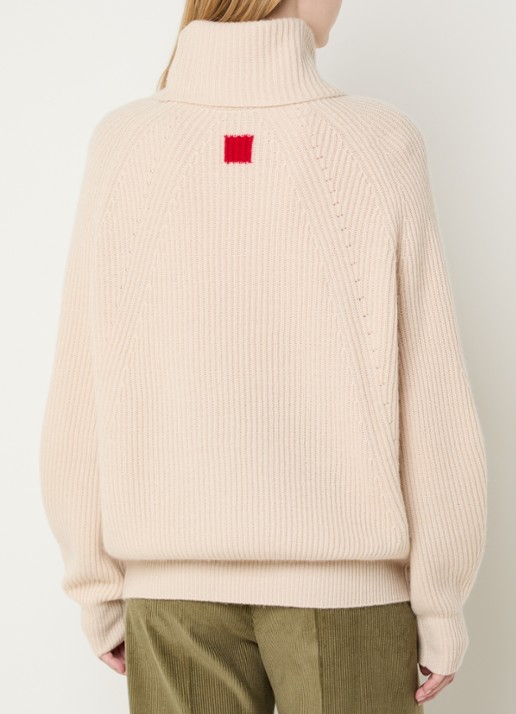 Max & Co Tempra ribgebreide trui in kasjmier wolblend met col - achterkant 3 beige