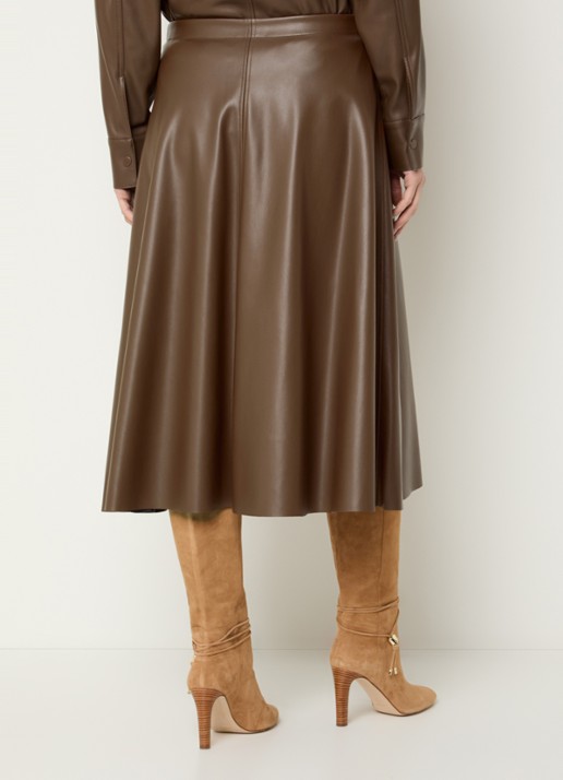 Max & Co Trivio midi rok van imitatieleer - achterkant 2 bruin