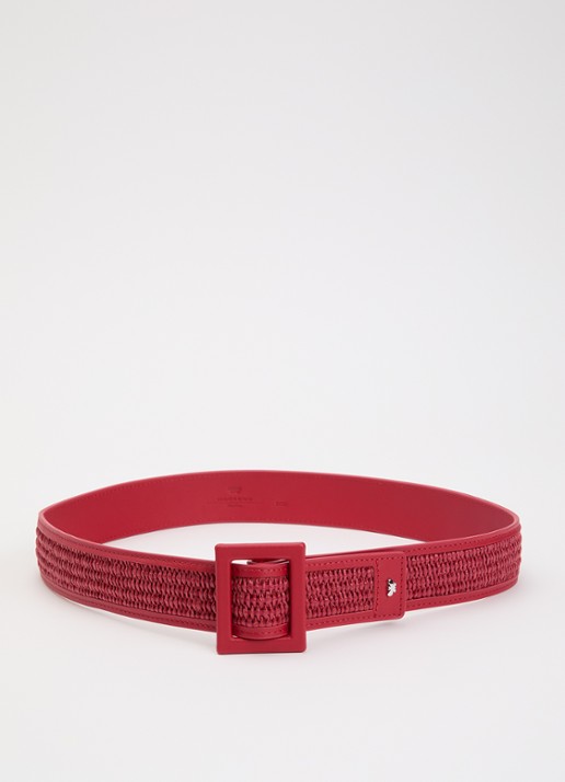Max Mara Abocca riem met structuur - voorkant cranberryrood