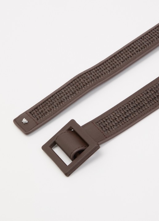 Max Mara Abocca riem met structuur - detail donkerbruin
